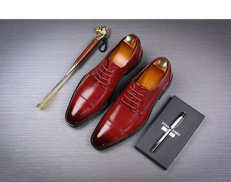 Spring new pointed-toe lace-up business formal leather shoes for men, British Brock cross-border men's shoes, wedding shoes