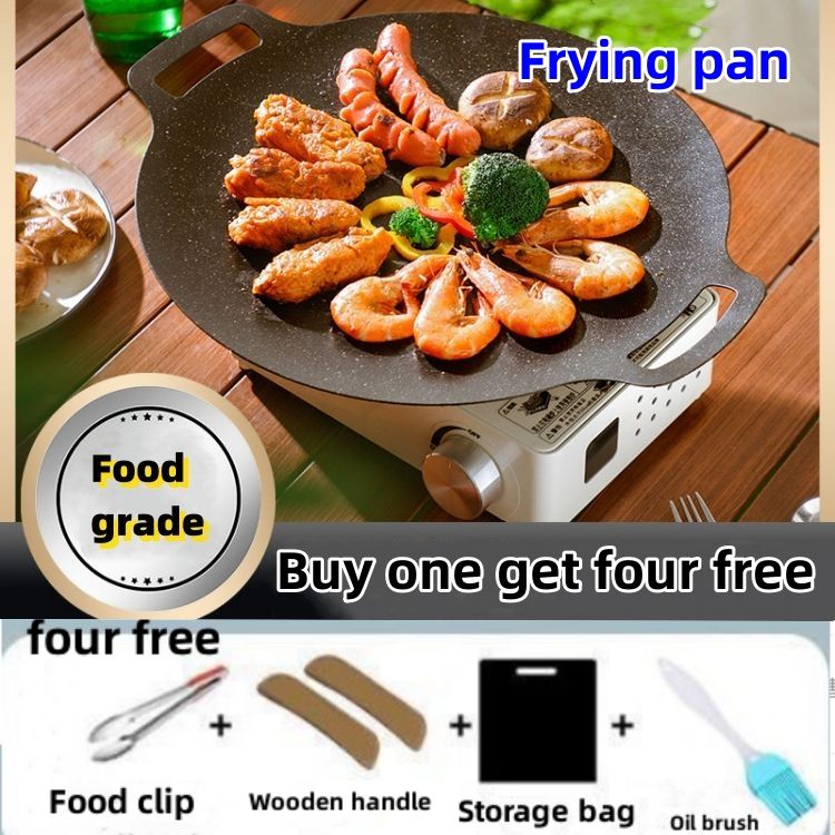 Frying pan Maifanshi barbecue pan non stick barbecue pan Pan fried iron plate barbecue Induction cooker household frying pan CRRSHOP kitchen tools cooking 38cm Maifanshi baking tray thickened