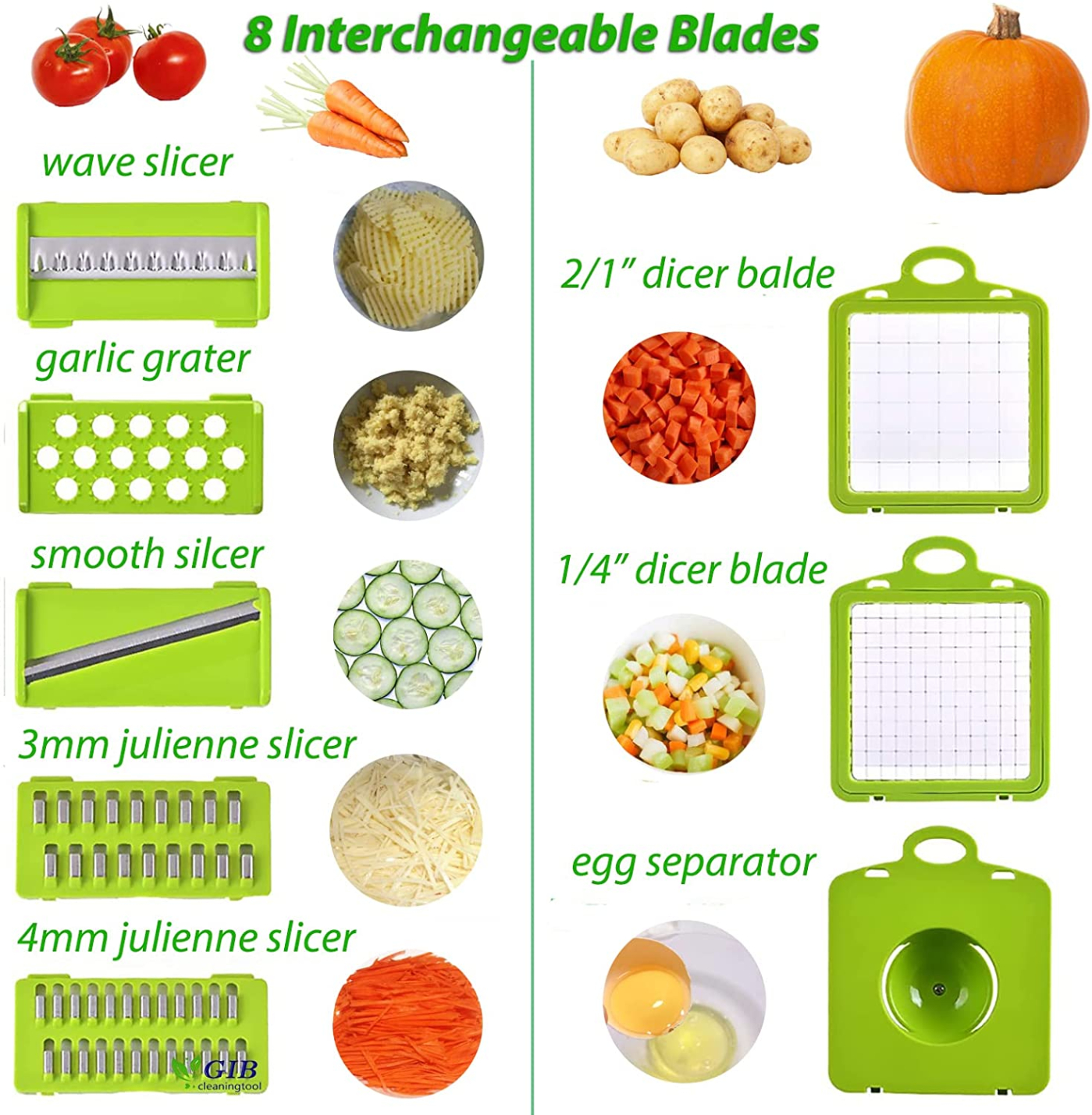 Vegetable Chopper Mandoline Slicer Cutter Chopper 12 in 1 Interchangeable Blades with Colander Basket and Container by LAGPOUSI Cleaningtool 