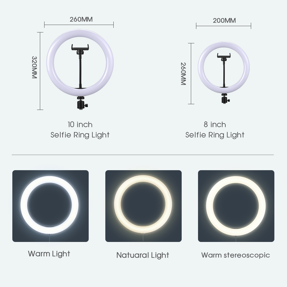 VEONAM RGB video light Selfie Ring Light Photography led light lamp with mobile Holder large tripod stand for Youtube tiktok ringlight 10inch 12inch fill light