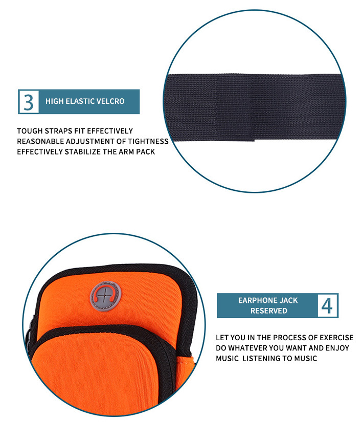 Universal Sports Arm Bag Exercise Workout Running Gym Armbands Phone Holder Pouch Case with Earphone Hole for 6.35'' Phone