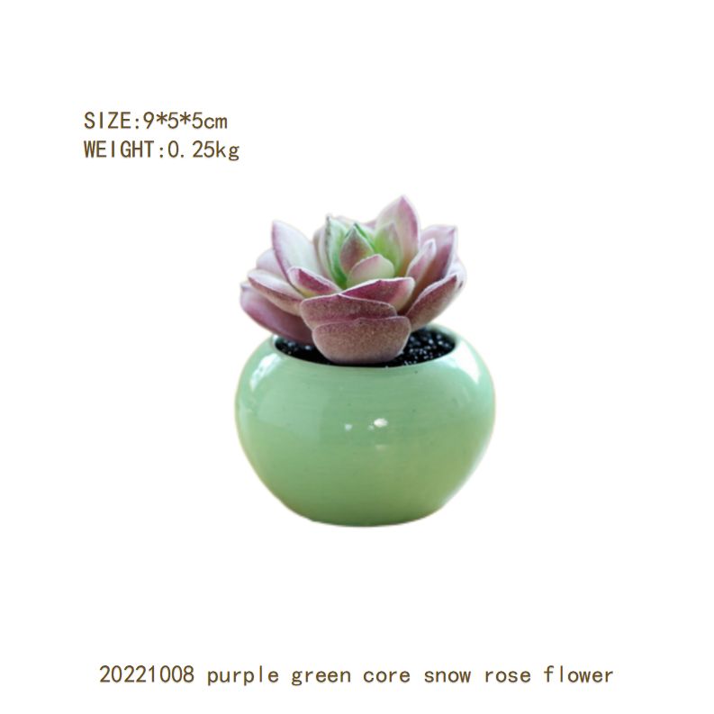 Artificial flowers mini succulent plants potted fashion creative ornaments flowers plastic artificial flowers green small round pots porcelain bonsai home decoration ornaments flowers green plants