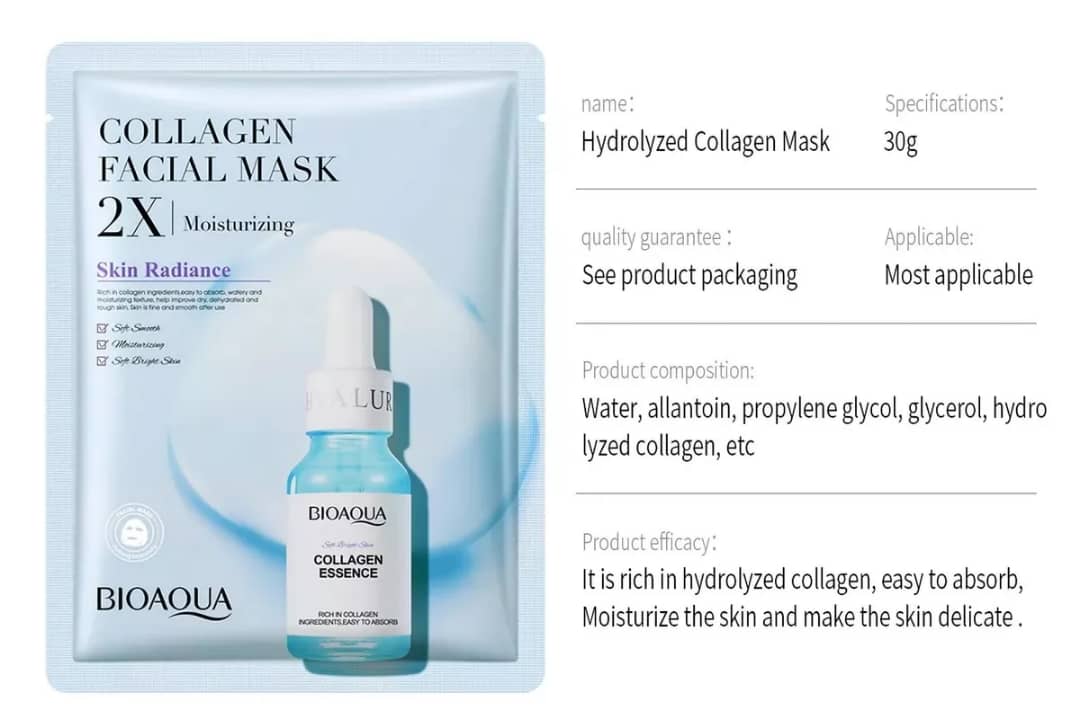 Centella Asiatica Collagen Facial Mask Moisturizing Hydrating Hyaluronic Acid Sheet Mask