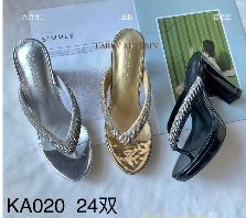 Women's Shoes Crystal Heels Solid Color Slippers Outdoor Sandals Diamond Female Flip-Flops Heeled Sandals