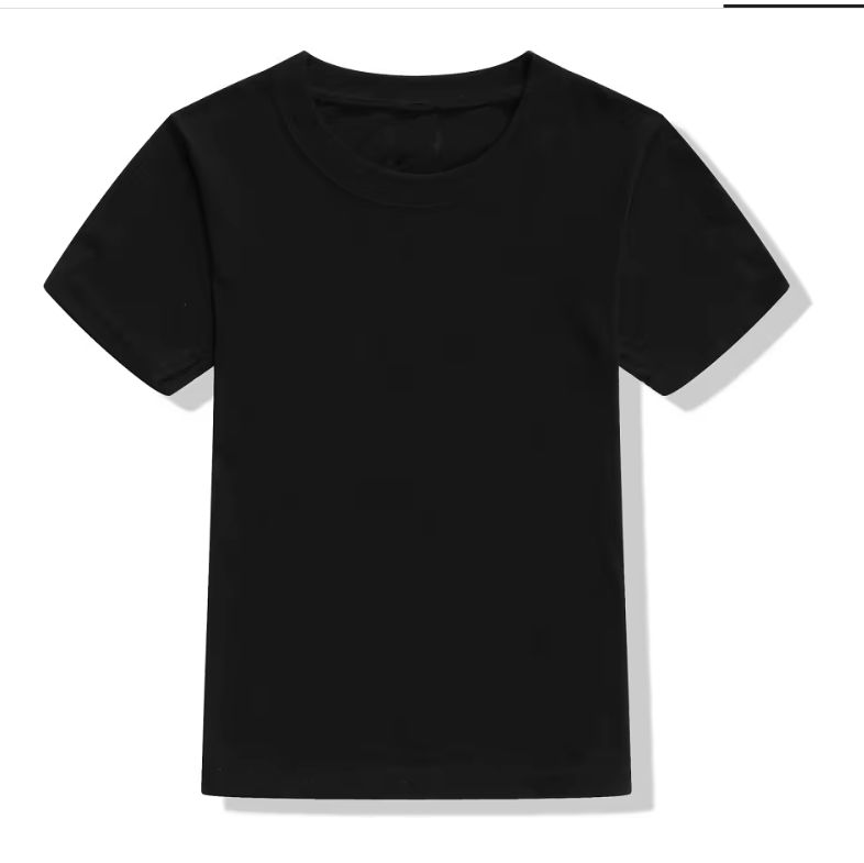 Casual Style Summer Black Knitting Personnalisable Crewneck Fashion Boys T-shirts Short Sleeve