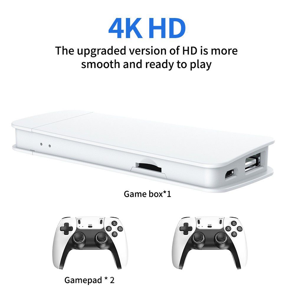 M15 Retro Arcade Video Game Console with 2pcs 2.4G Wireless Game Controllers, 4K HDMI HD Output, Plug and Play Mini TV Game Stick, Built-in Mass Classic Arcade Games, Two-Player Family Gaming Machine for Home TV Projector