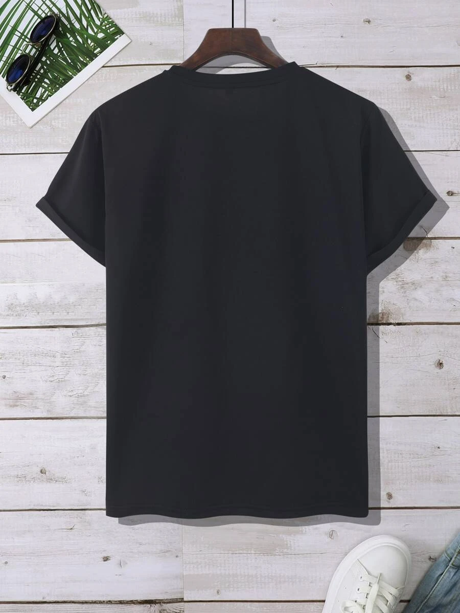 DX054# Men Red Rose Print Tee T-Shirt