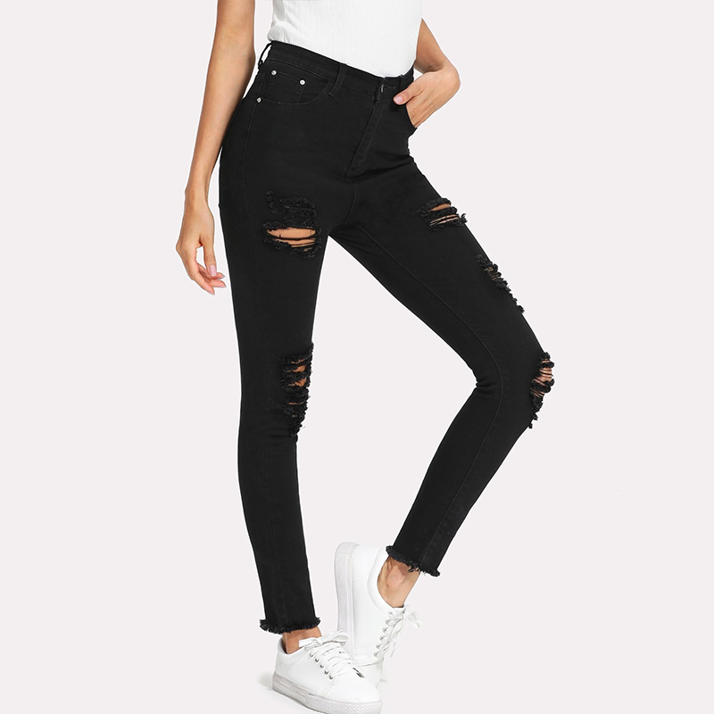 CL884-1 Women's High Stretch Distressed Skinny Jeans