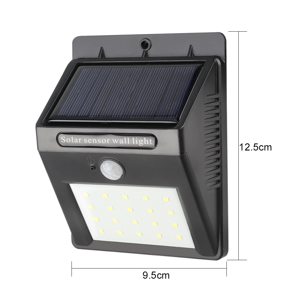 IP65 Waterproof Solar Panel Wall 20LED Motion Outdoor Garden Light PIR Sensor Pathway Lamp