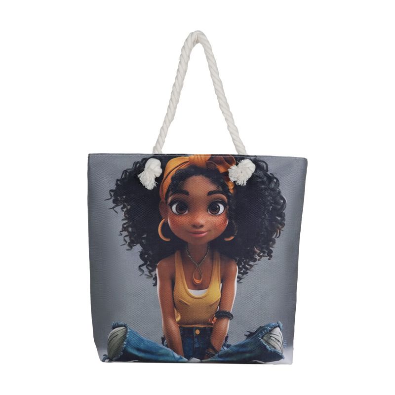 Miss DG Painting hand bag Cartoon canvas bag Large capacity Beauty Tote bag Shopping shoulder bag