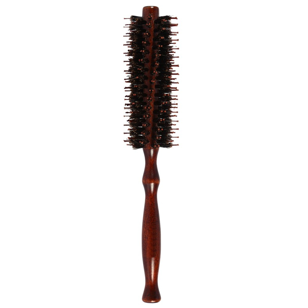 Curling Hair Brush, Round Wooden Handle Anti-Static Curly Styling Comb Hairdressing DIY Tool