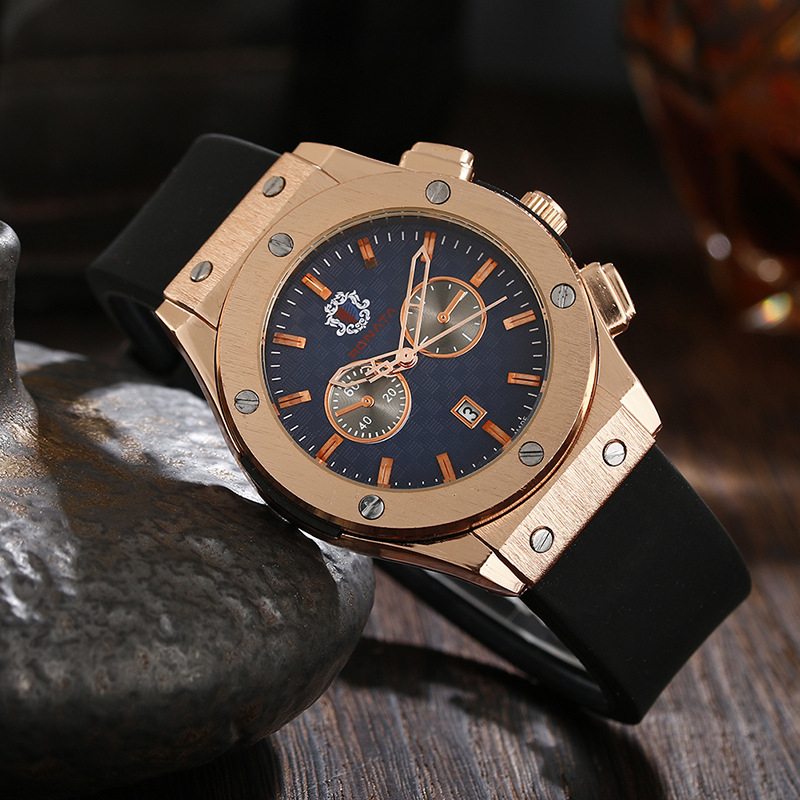 GJ1004-1017 Quartz Watch Calendar Silicone Waterproof Men's Watch