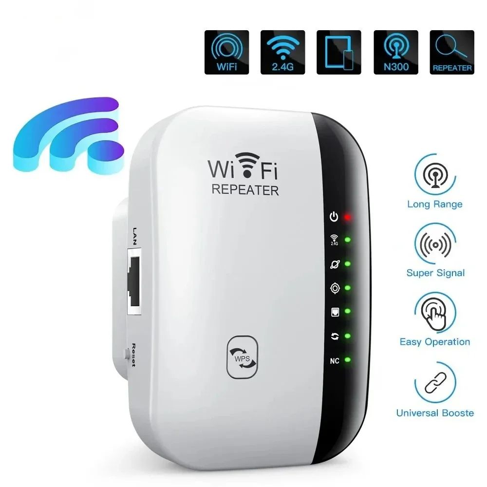 WiFi Amplifier 2.4G Router Wifi Range Extender 300Mbps Wireless WIFI Repeater Wi-Fi Signal Amplifier 802.11N Network Card Adapter for PC UK Plug