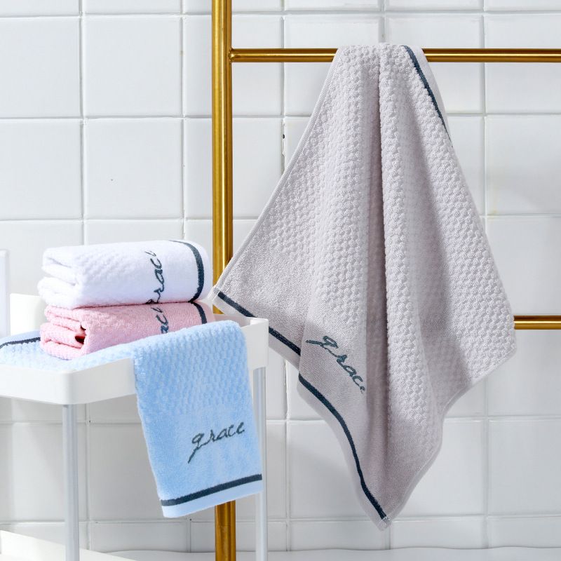 7256 Simple Solid Color Embroidered Small Square Towel, Cotton Soft Towel