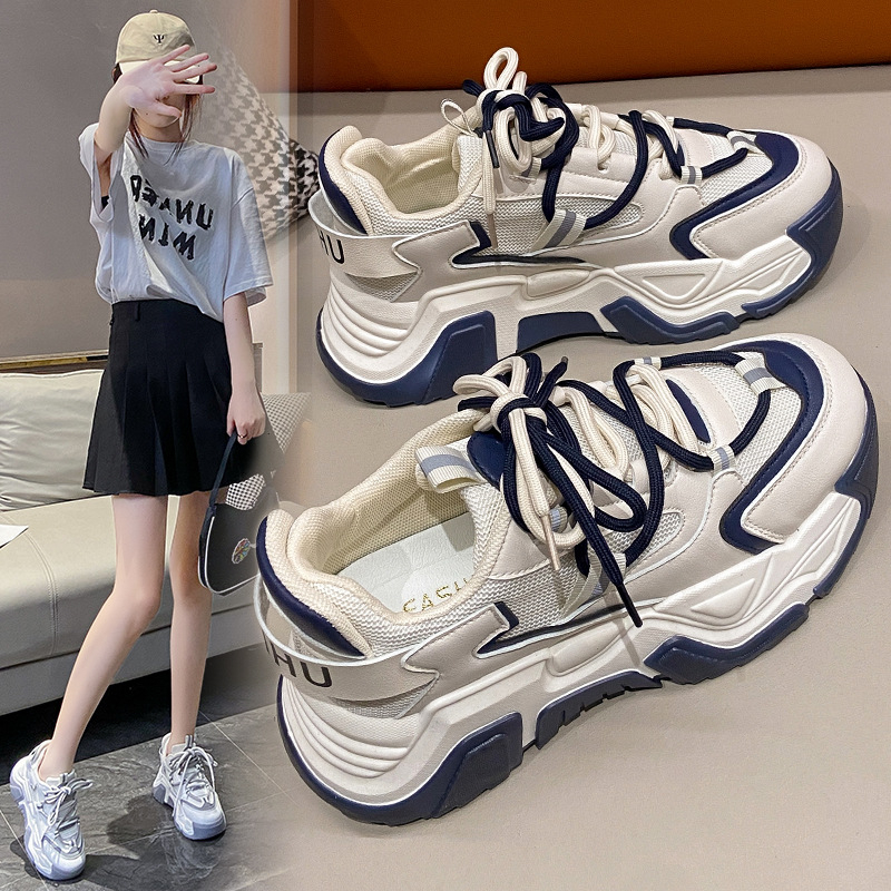 Women's Spring New Comfortable Breathable Lace-Up Sneakers Platform Casual Running Shoes