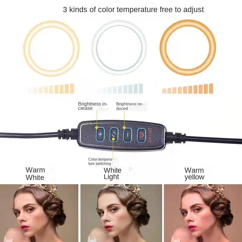 Live online celebrity anchor beauty 10-inch folding tripod bracket mobile phone led round fill light.