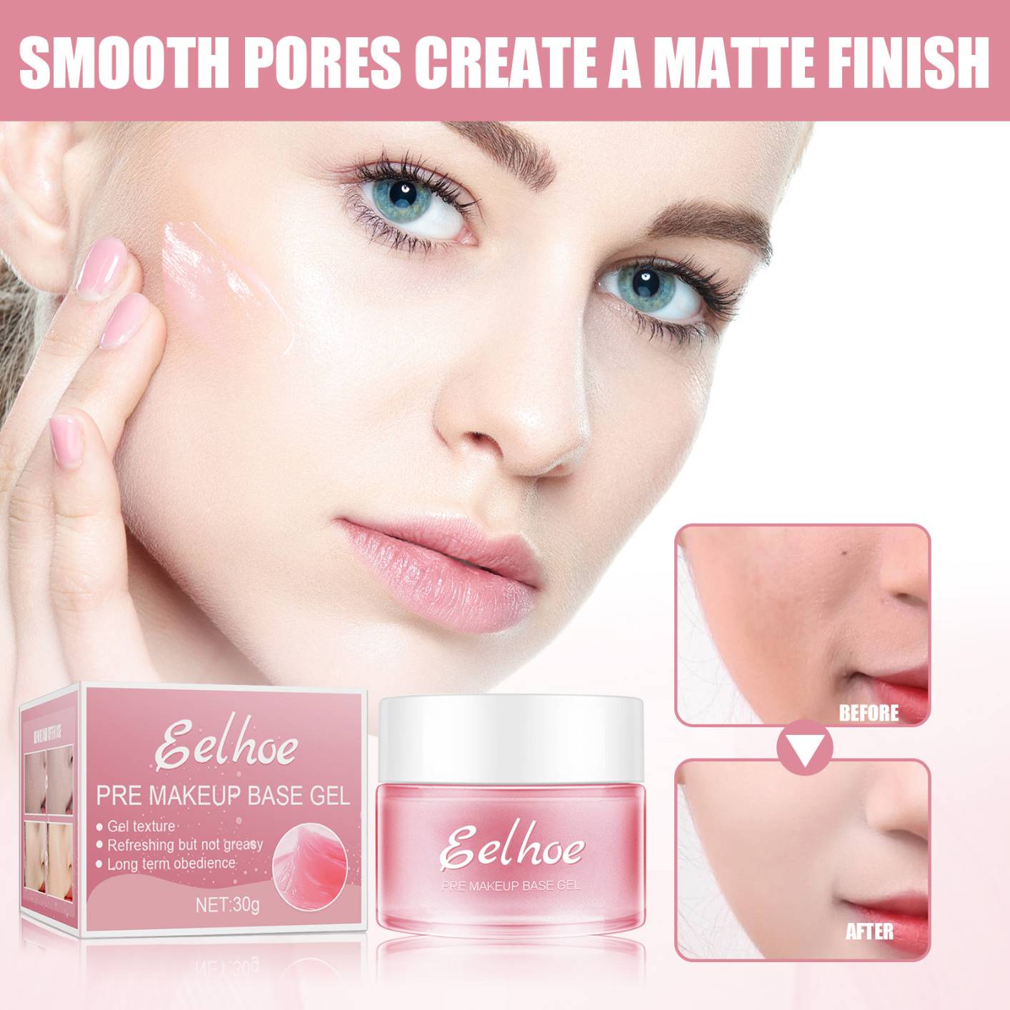 Face Primer, Pore Base Gel Cream, Makeup Base Primer for Remove Oils Long Lasting Hydrating Isolating Pore Make Up Base Matte Face Foundation Primer