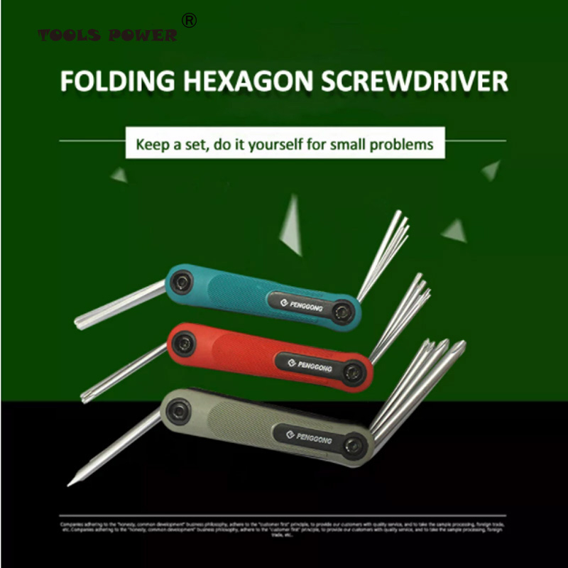 Tools power Folding Portable Hexagon Screwdriver Bit Set Hexagon Spanner Hand Tools for Bike Repairing Tool