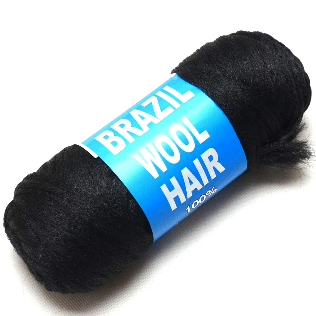 Brazilian Wool Hair 12 Roll Black Acrylic Yarn for African Hair Braiding Sengalese Twisting Jumbo Braids/Crochet Faux Locs/Wraps/Dreadlocks