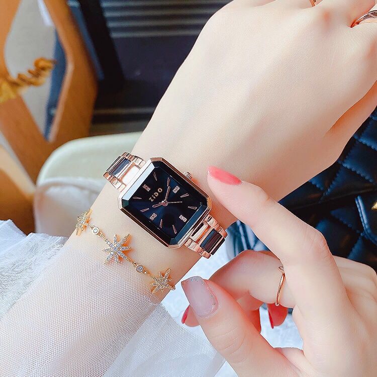 Women's Fashion Waterproof Rectangular Watch Stainless Steel Quartz Watch