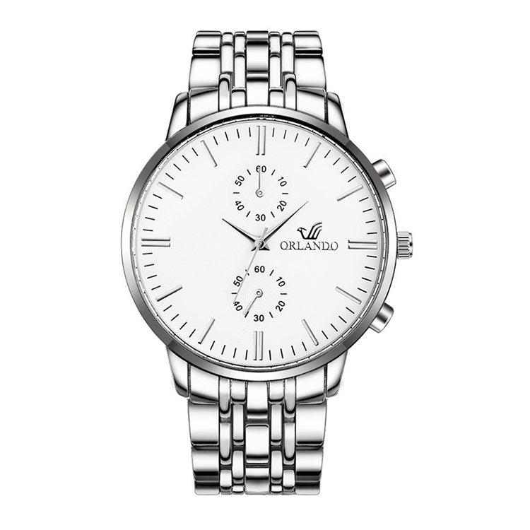 Men Watches New ORLANDO Fashion Quartz Watch Men's Silver Gold Plated Stainless Steel Wristwatch Masculino
