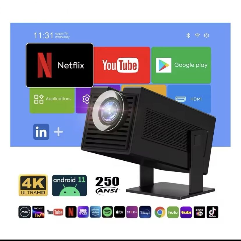 S320 Mini Android Projector AllWinner H713 6G Wifi BT 250Ansi Cinema Home Keystone HDMI Proyector 1080P 4K projector