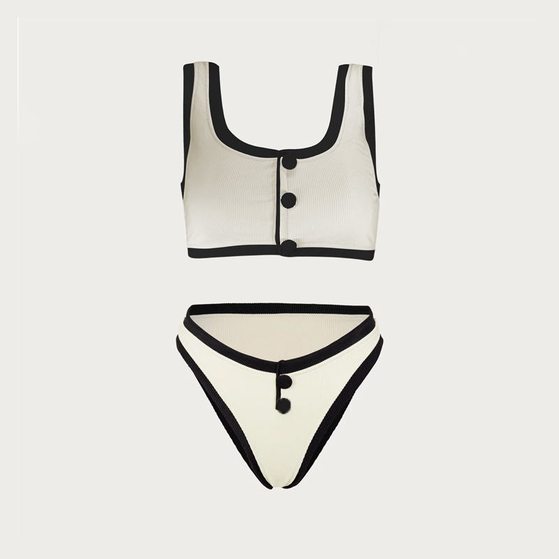 2780 Women's Retro High Waisted Bikini Scoop Neck Swimsuit Two Pieces Bathing Suit
