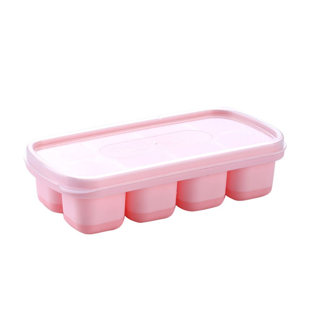 A51044 Silicone Ice Cube Mould With DIY Lid 8 Grid Soft Bottom Ice Cube Mold Square Fruit Ice Cube Maker Tray Kitchen Bar Tools Accesso
