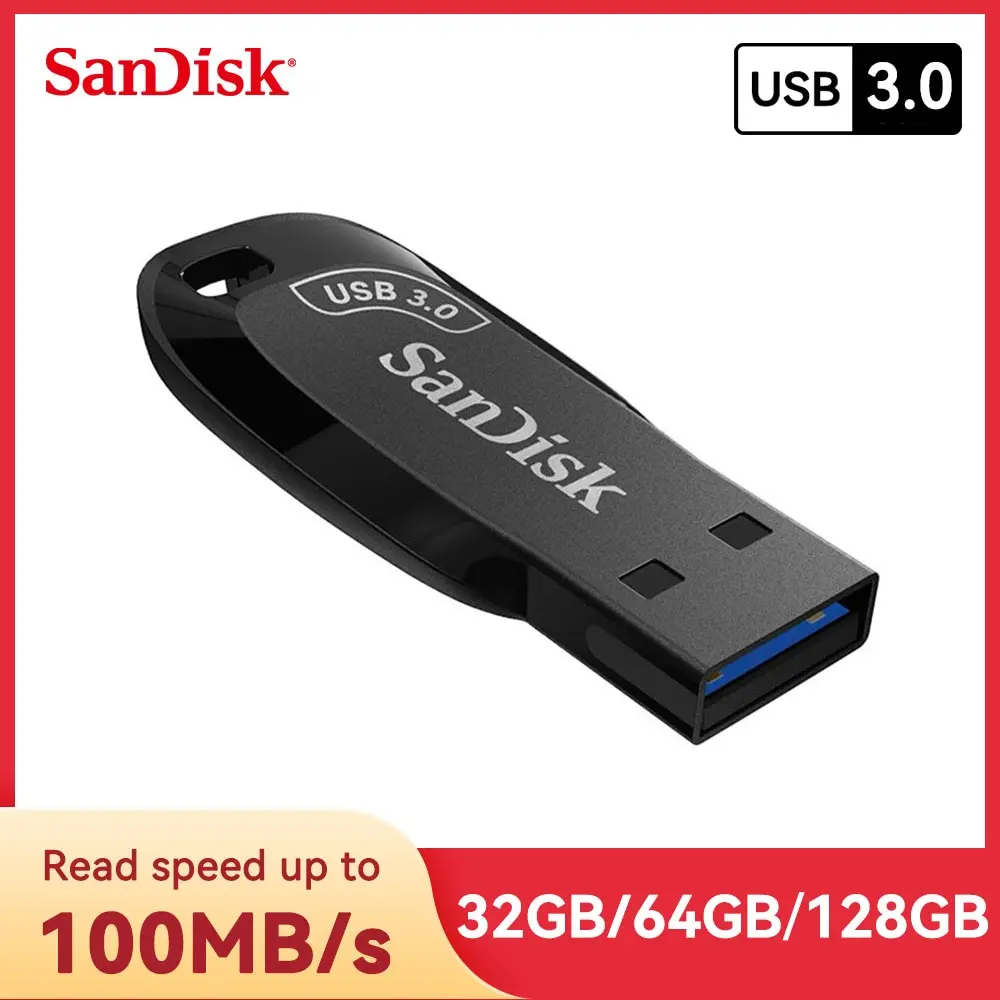 SanDisk USB 3.0 USB Flash Drive CZ410 32GB 64GB 128GB Pen Drive Memory Stick Black U Disk Mini Pendrive Black External Storage
