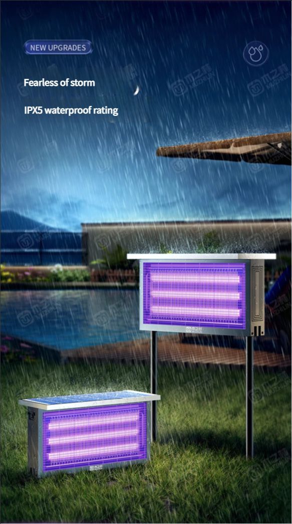 Solar-powered mosquito-killing lamp, outdoor courtyard and garden, outdoor waterproof fly-killing lamp, mosquito-repelling, camping, orchard, insect trapping and killing wonder