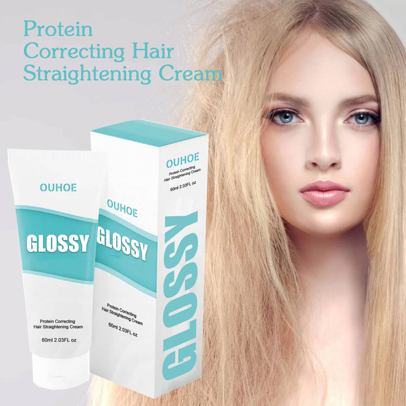 OUHOE Hair Straightening Cream Keratin Damage Repair Frizz Dry Hair Treatment Smoothing Silk Gloss Nourishing Protein Correction Cream