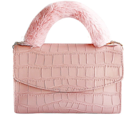Women Bags Ladies Bag Female Crocodile Pattern Handbag Fashion Solid Color Women Shoulder Bag Brand Tote Plush Handle WalletsPink