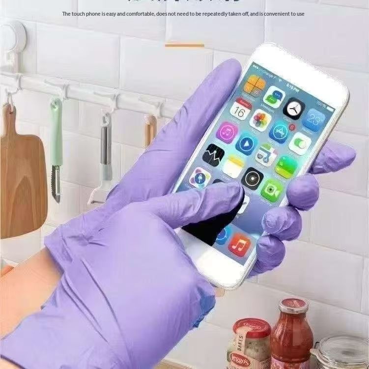 Disposable PVC gloves Waterproof and oil resistant synthetic gloves Anti aging and anti-virus purple glovespurple