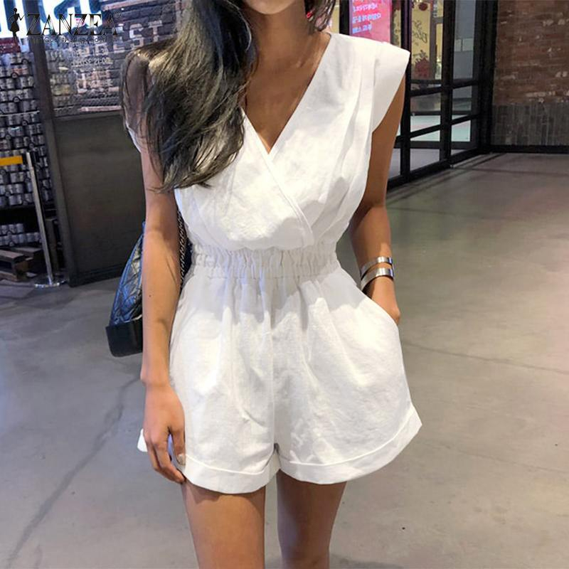 Women's V-neck sleeveless casual jumpsuit