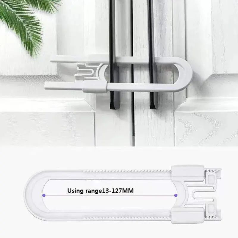 1PCS Baby Proofing Cabinet Locks Adjustable U Shaped Latches for Drawers Fridges Closet Modern Lock with Extra Secure Buttons