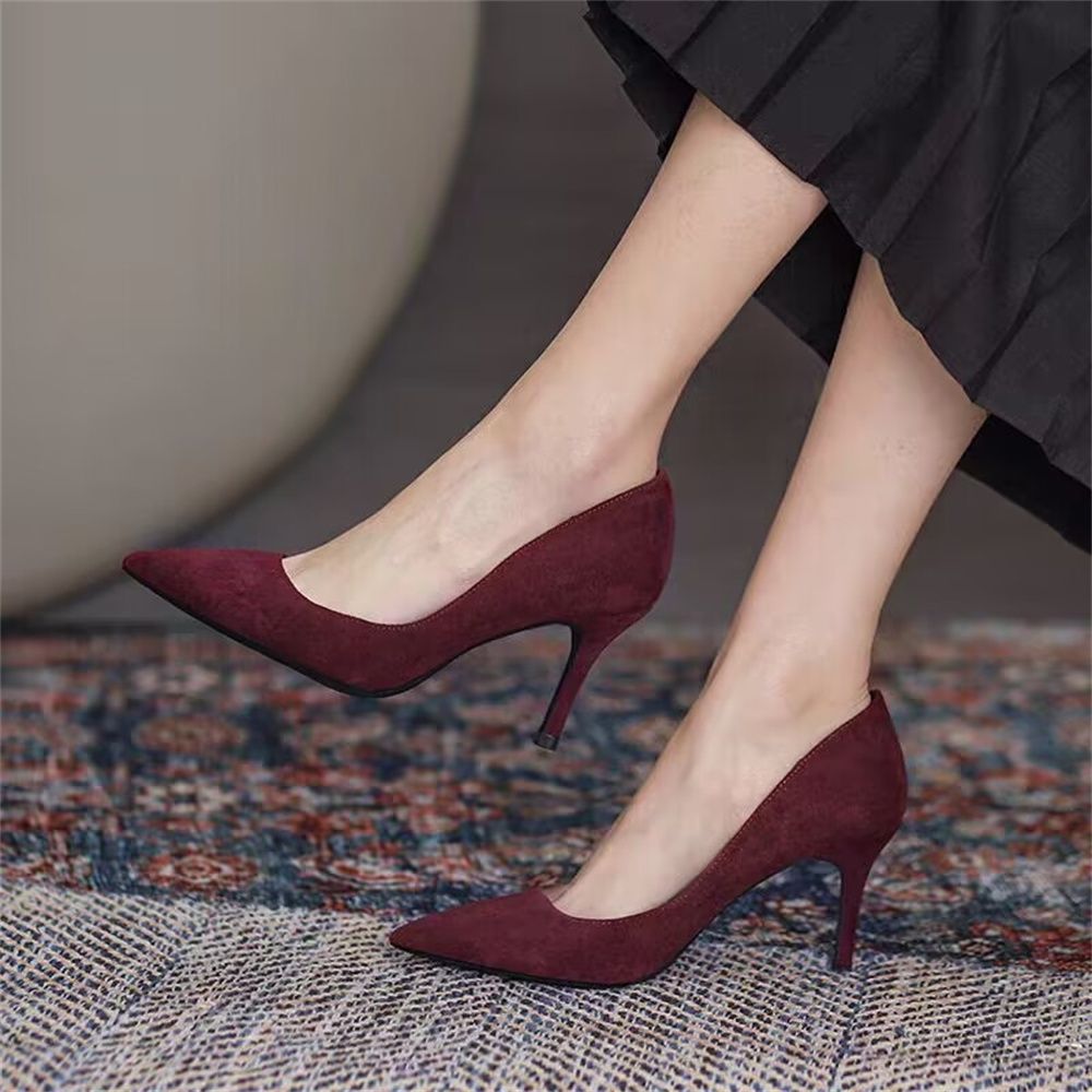 2024 spring and autumn new shallow mouth large size fine with solid color fashion simple pointed women's fashion shoes 678
