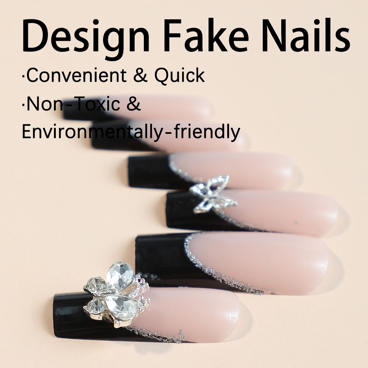 European and American extended water pipe wearing nail pieces French butterfly rectangular nail pieces artificial nail products