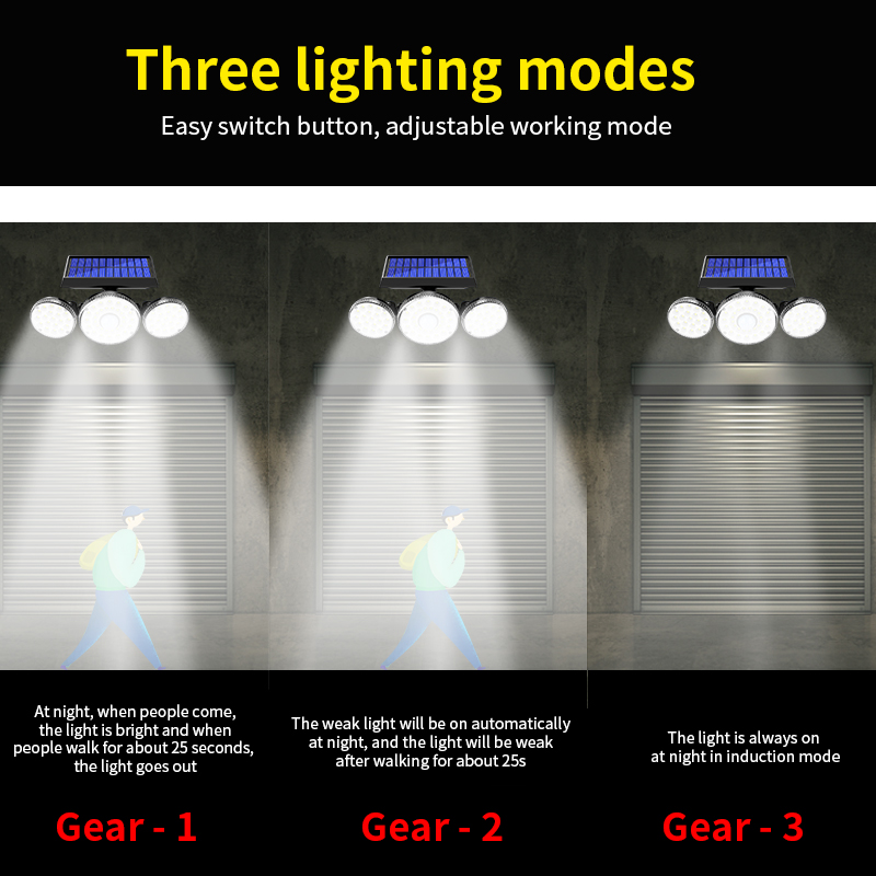 112 LED Outdoor Solar Lights Three Head Lighting Lawn Ground Lamp Motion Sensor Landscape Spotlights