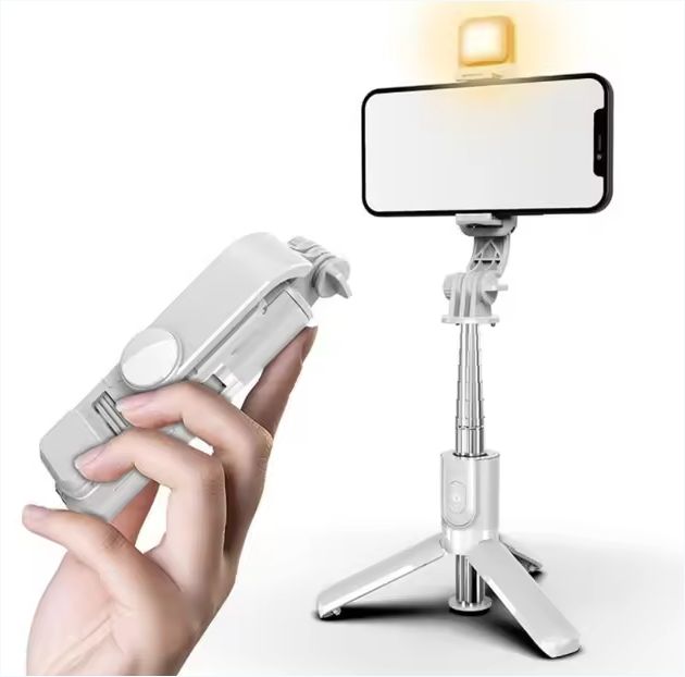 Foldable Mini Tripod Aluminum Alloymini Selfie Stick Mini Flexible Tripod With Fill Light Shutter Remote Control For Ios Android