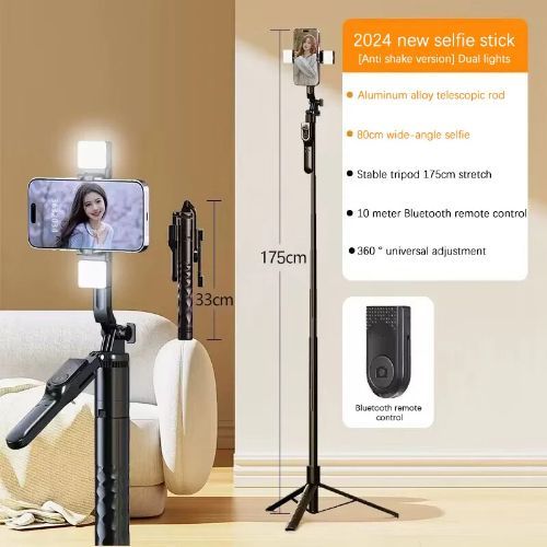 1.75m Selfie Stick Tripod Foldable Stand Phone Camera Live Streaming Stand Holder Bluetooth