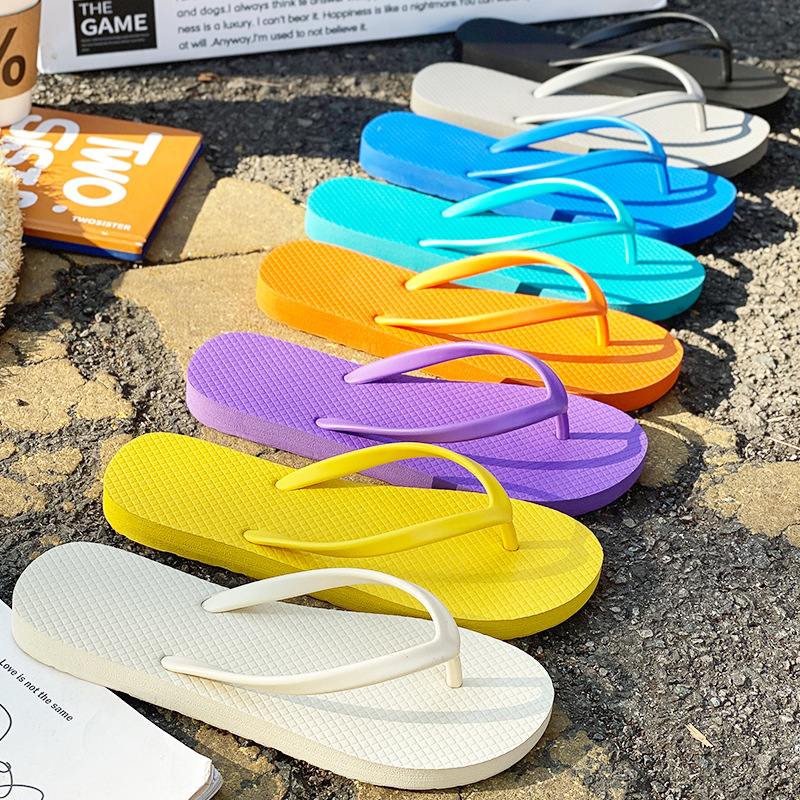 Unisex Summer Solid Color Flip Flops, Simple Breathable Beach Slippers, Non-slip Casual Flat Sandals for Men and Women, 8 Colors Available, EU Sizes 35-44
