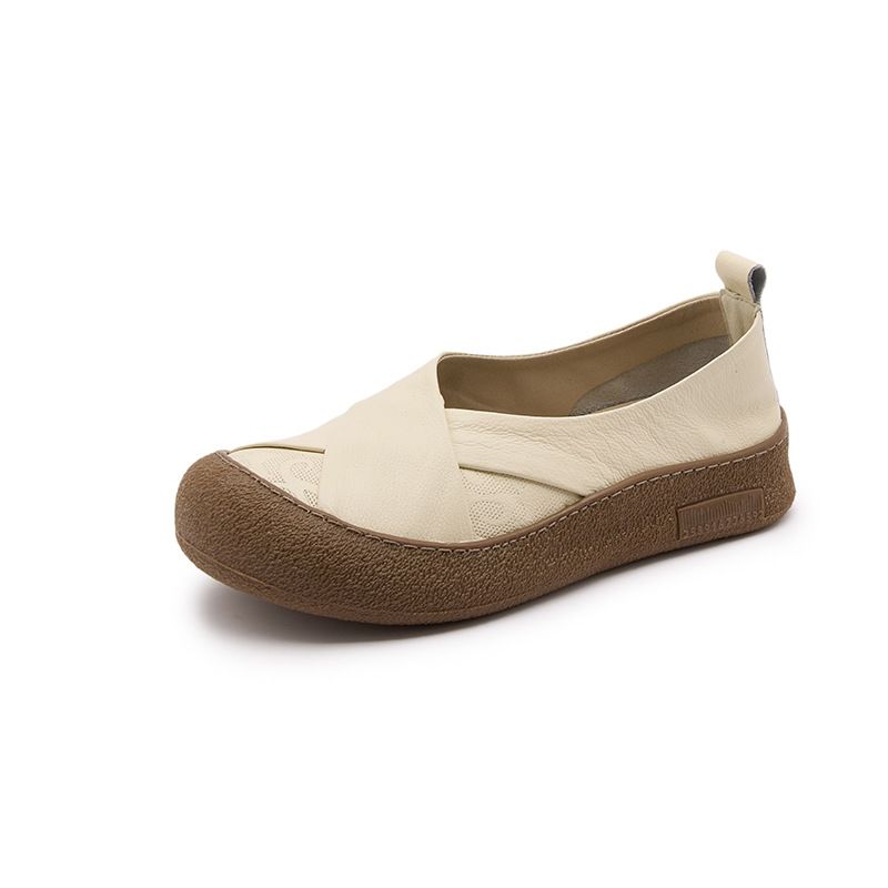 Leather Shoe Lady Oxford Shoe Retro Style Top Layer Cowhide Spring New Genuine Leather Mother Shoes Women's Casual Leather Shoes