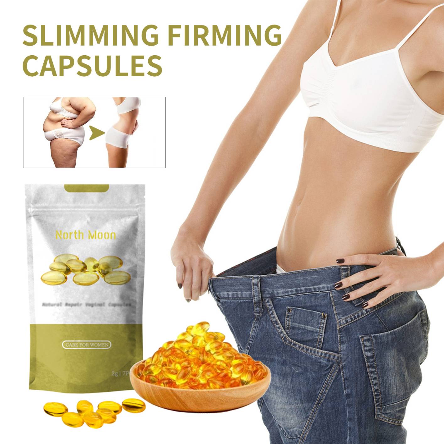 North Moon Body Shaping Capsules Shape & Body Feminine Capsules Slim Capsules Body Shaping Capsules For Young Lady
