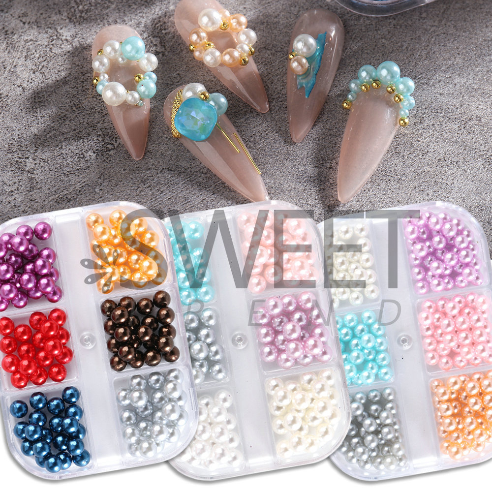 Mixed Size Pearls Round Pearls for Nail Art Tip 3D Design Decoration Wheel, Crafts, DIY Making