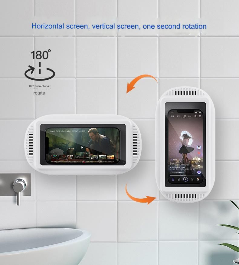 Waterproof touch screen wall-mounted bathroom 360-degree  phone holder rotating folding telescopic punch-free mobile phone box