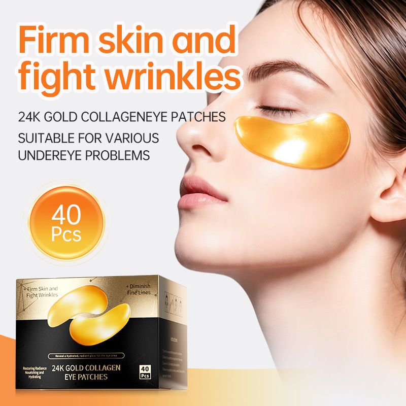 24K Gold Collagen Hydrogel Eye Mask Patches Moisturizing Firming Anti-Aging Reducing Dark Circles Puffiness Fine Lines Eye Skin Care Patches for Daily Use