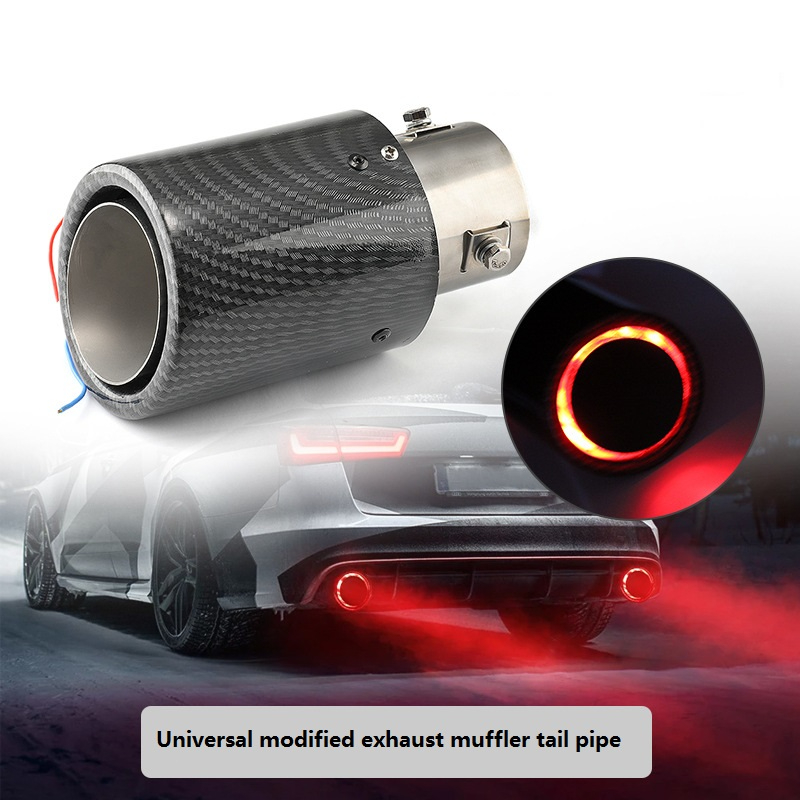 Auto parts universal modified exhaust pipe carbon fiber LED luminous tail throat car tail throat fire-breathing tail throat