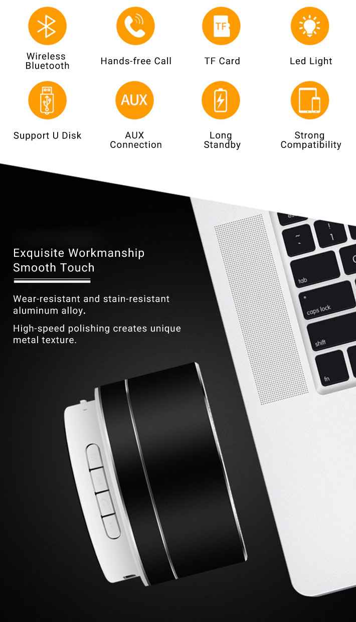 LLT A10 Bluetooth Speaker Mini Portable Loudspeaker TF USB Subwoofer Music Player Black 1Pcs/Box