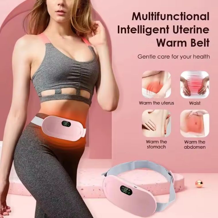 Rechargeable Cordless Waist-Heating Belt Menstrual Belly Pad 3-Speed Massager for Women