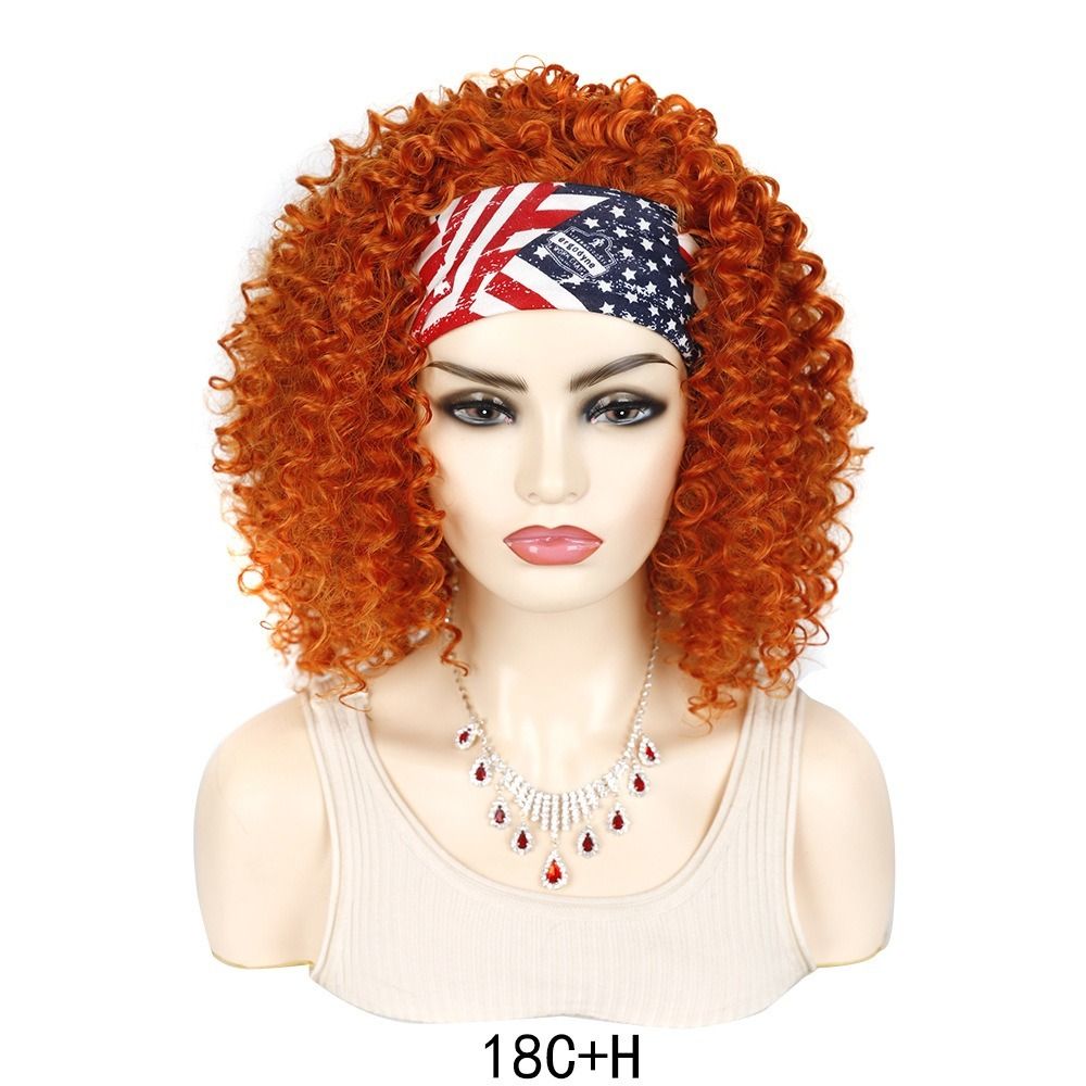 TopKiss Fashionable Short Curly Wig with High Temperature Fiber, Headband and Ice Silk Hairnet for Women's Dressup Local